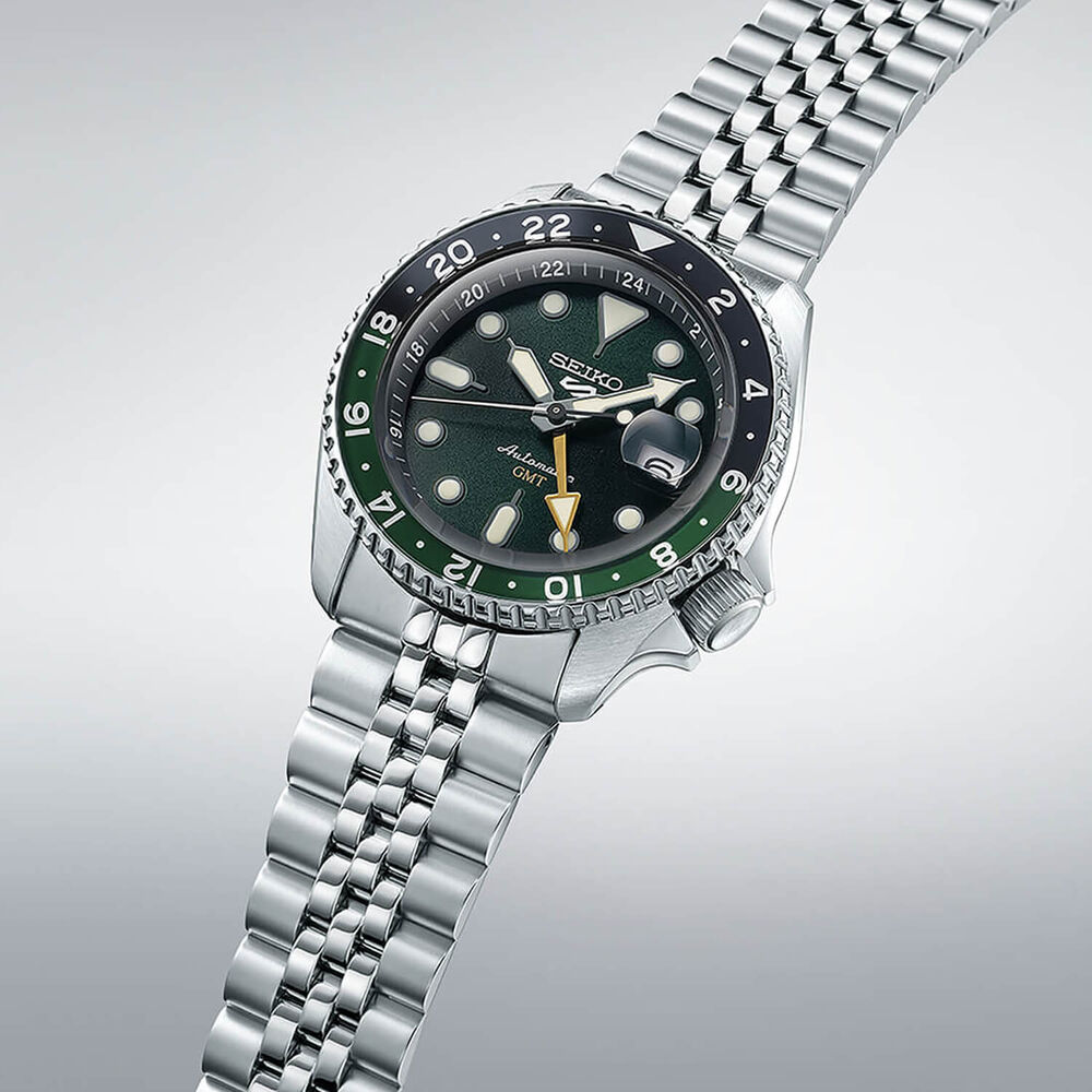 Seiko 5 Sports SKX GMT Bi-Colour 42.5mm Green Dial Steel Bracelet Watch
