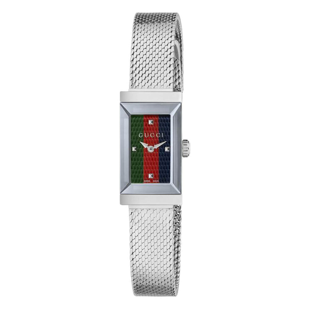 Gucci G-Frame Striped Steel Mesh 14mm Ladies' Watch