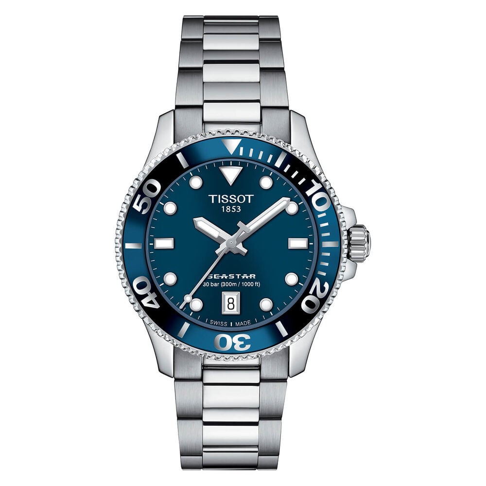 Tissot Seastar 1000 36mm Quartz Blue Dial Steel Case Bracelet Watch image number 0