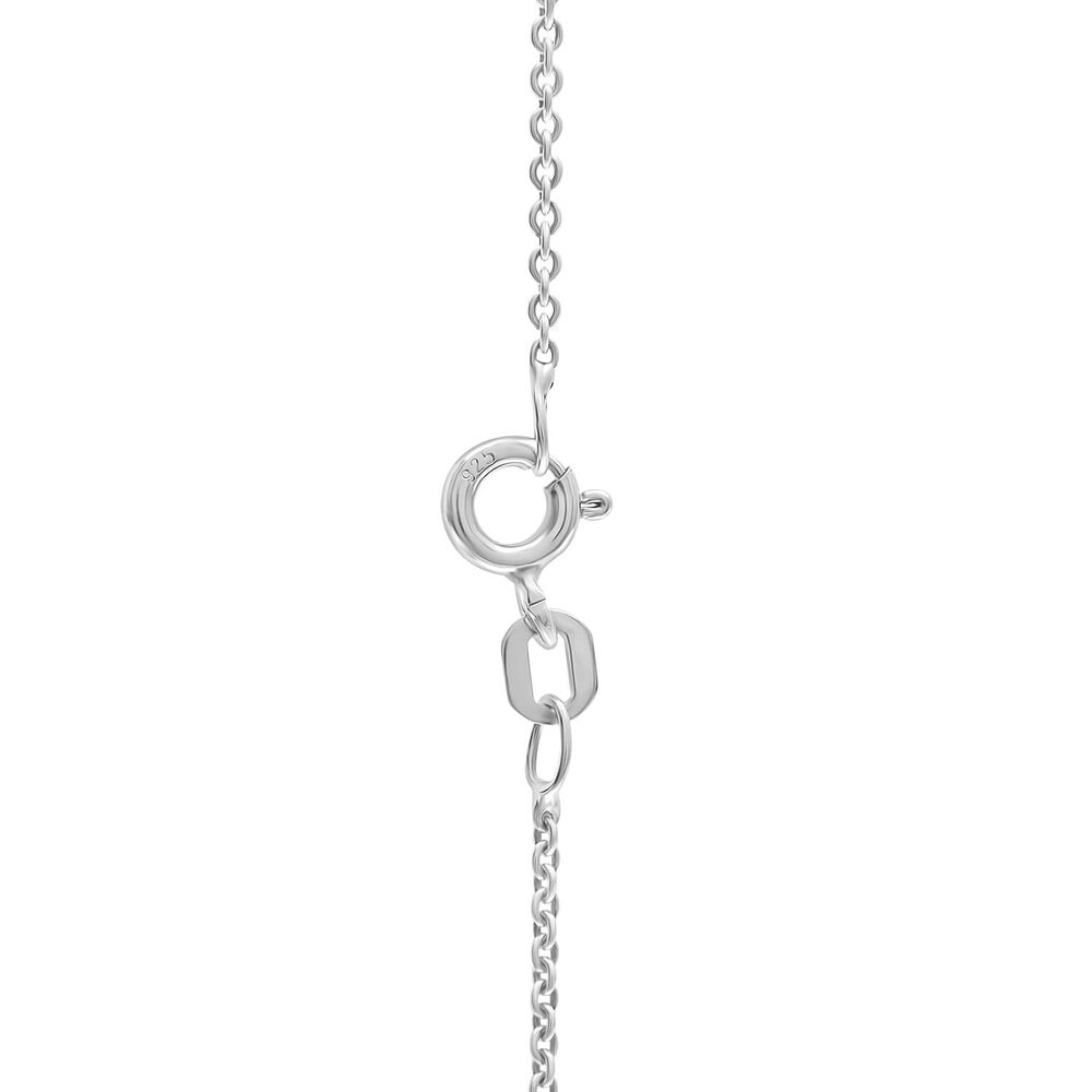 Ladies Silver Cubic Zirconia & Freshwater Pearl Twist Top Drop Necklace (Chain Included) image number 2