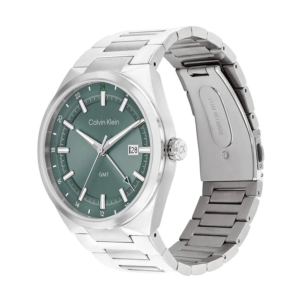 Calvin Klein Distinguish GMT 44mm Green Dial Steel Bracelet Watch image number 1