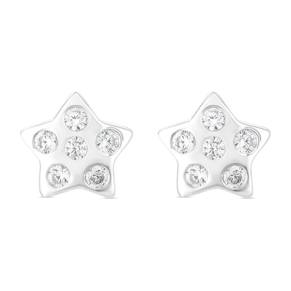 Little Treasure Sterling Silver Cubic Zirconia Dot Star Earrings image number 0