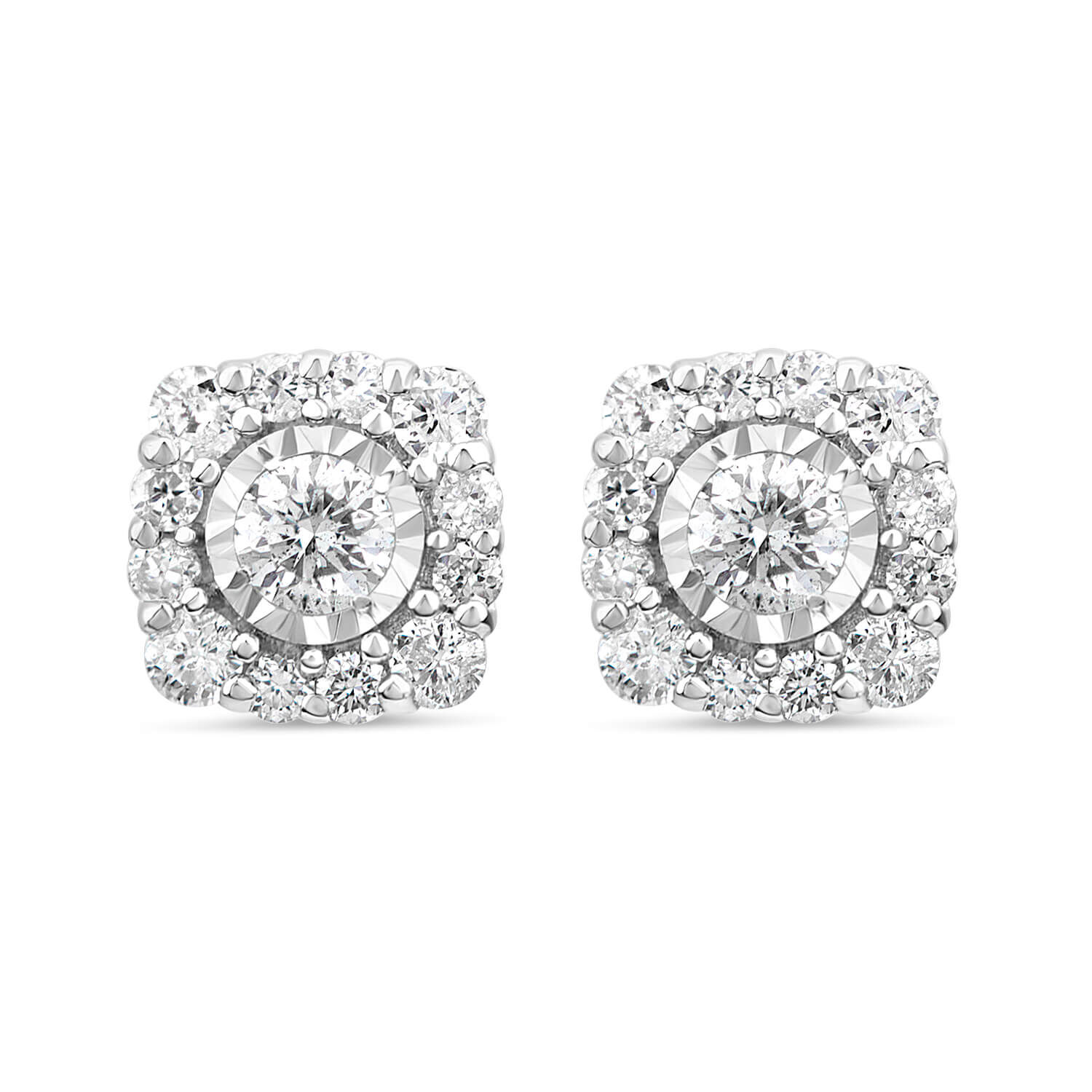 S y square top diamond earrings
