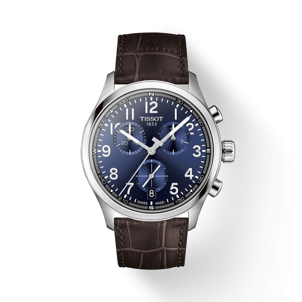 Tissot Chrono L 42mm Blue Dial Brown Leather Strap Chronograph Watch