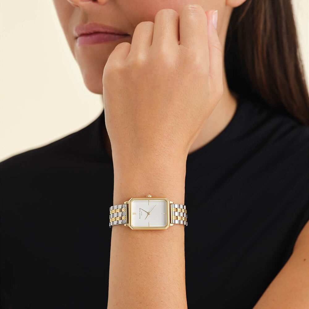 Rosefield Octagon Duotone 23x29mm White Dial 23k Gold Plated Steel Bracelet Watch image number 3
