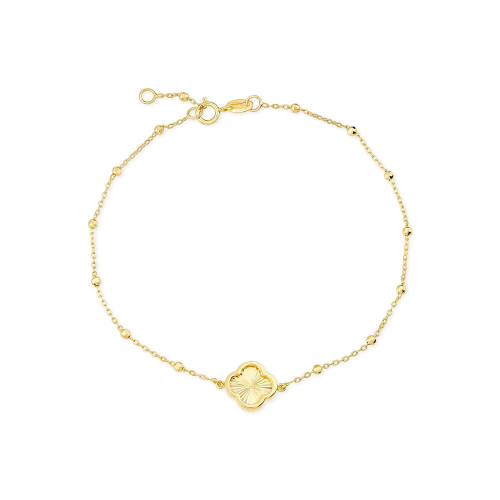 9ct Yellow Gold Iridescent Clover Petal Beaded Bracelet