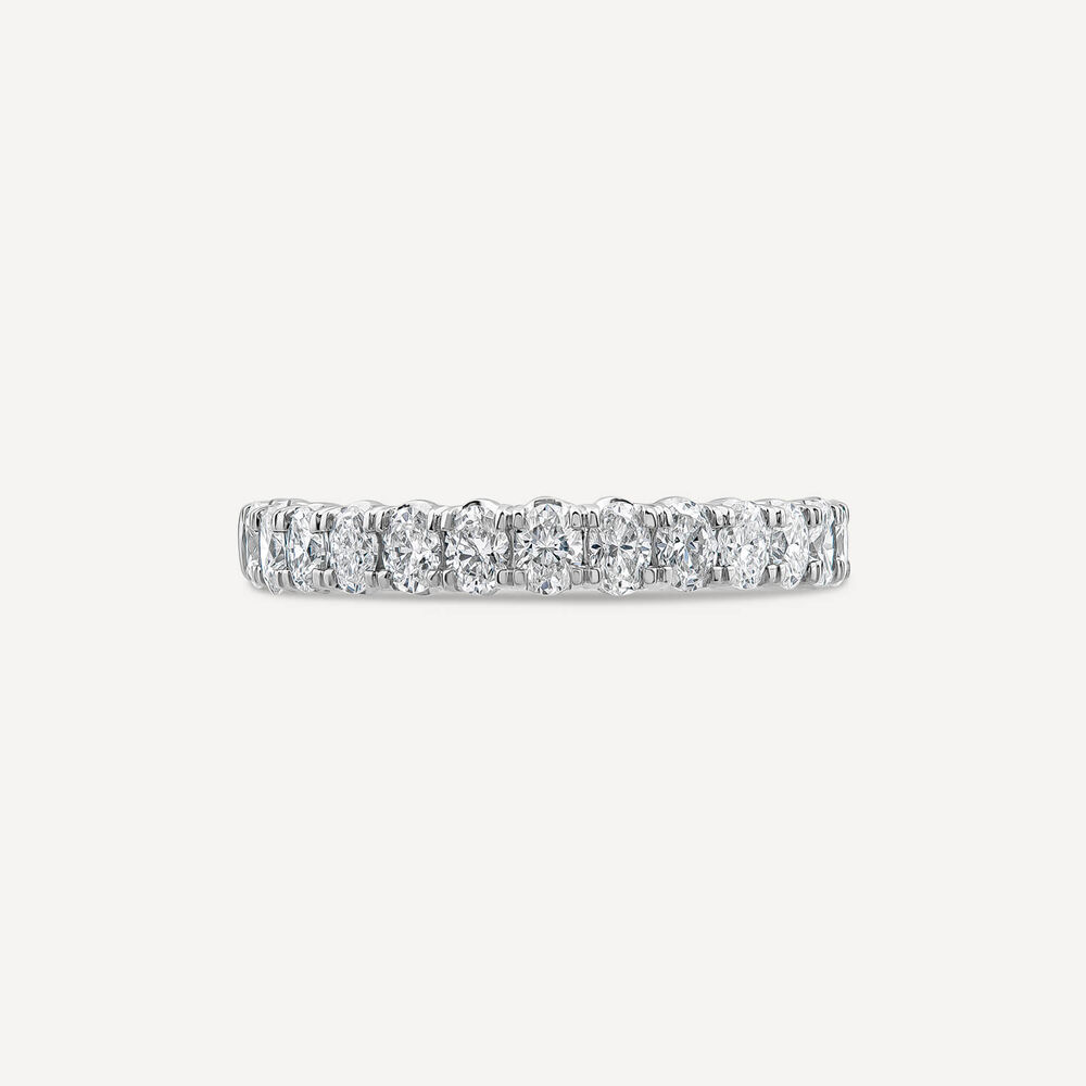 Platinum 0.90ct 3/4 Oval Diamond Anniversary Band Ring