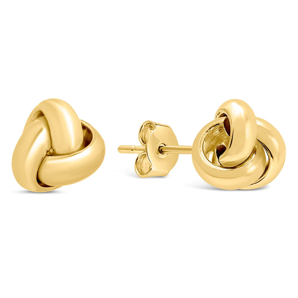 9ct Yellow Gold Three Strand Knot Stud Earrings image number 1