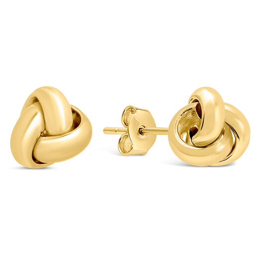 9ct Yellow Gold Three Strand Knot Stud Earrings
