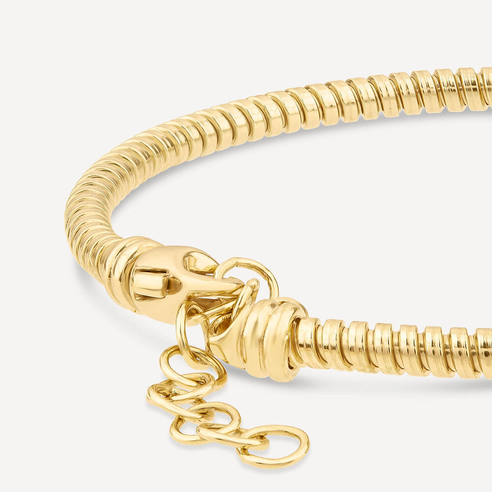 Sterling Silver Yellow Gold Plated Cubic Zirconia Ribbed Twist Bracelet image number 3