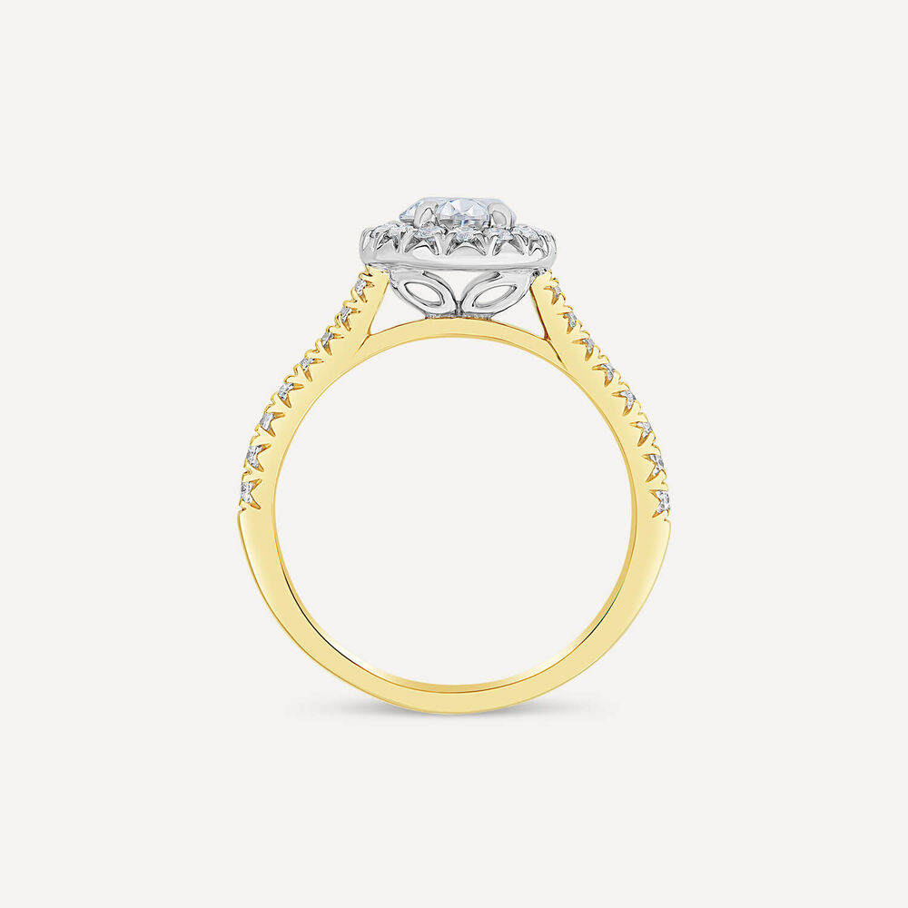 Born 18ct Yellow Gold 1.40ct Lab Grown Oval Halo & Diamond Sides Ring