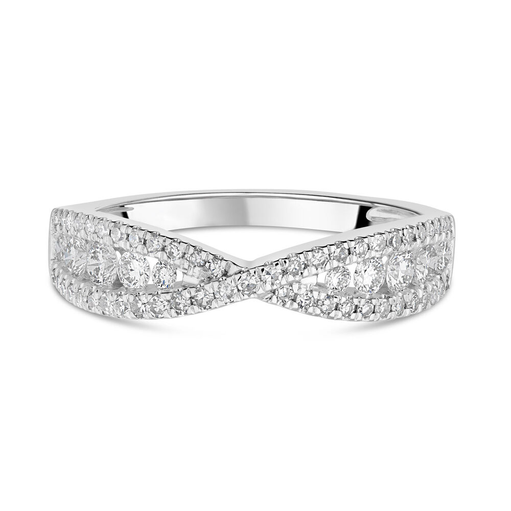 9ct White Gold 0.50ct Diamond Crossover Ring image number 8