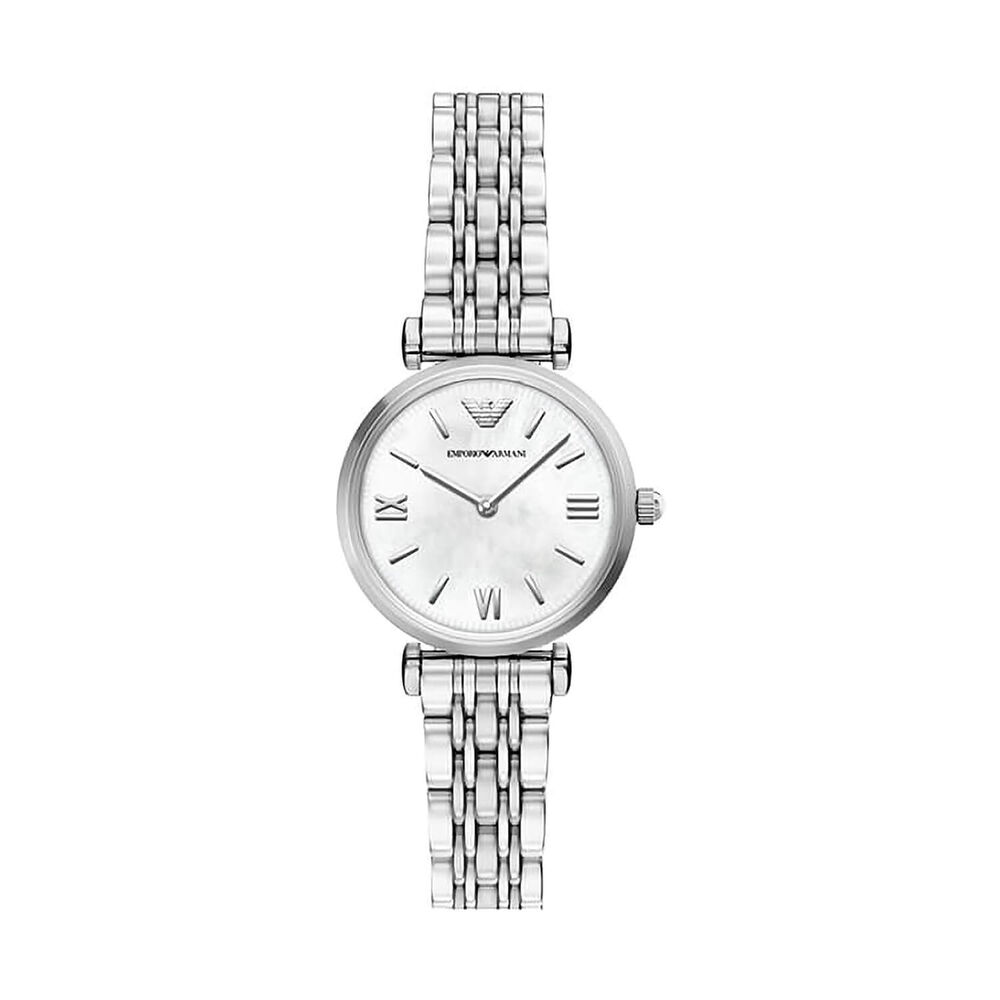 Emporio Armani Gianni T-Bar 28mm Mother of Pearl Dial Stainless Steel Bracelet Watch