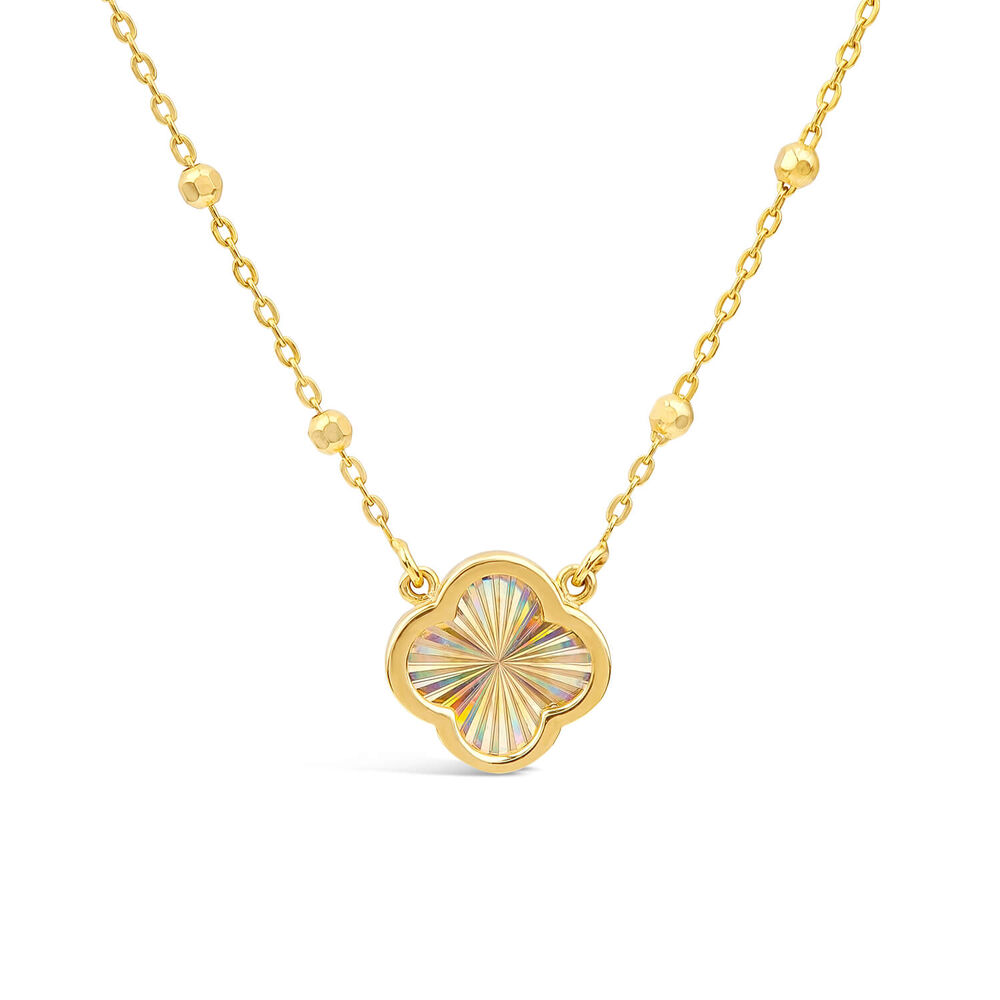 9ct Yellow Gold Iridescent Clover Petal Beaded Necklet