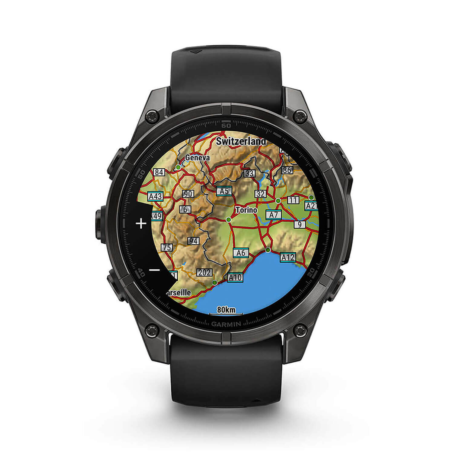 Garmin fenix 8 AMOLED 47mm Carbon Grey DLC Titanium Case Black Pebble Grey Silicon Strap Watch
