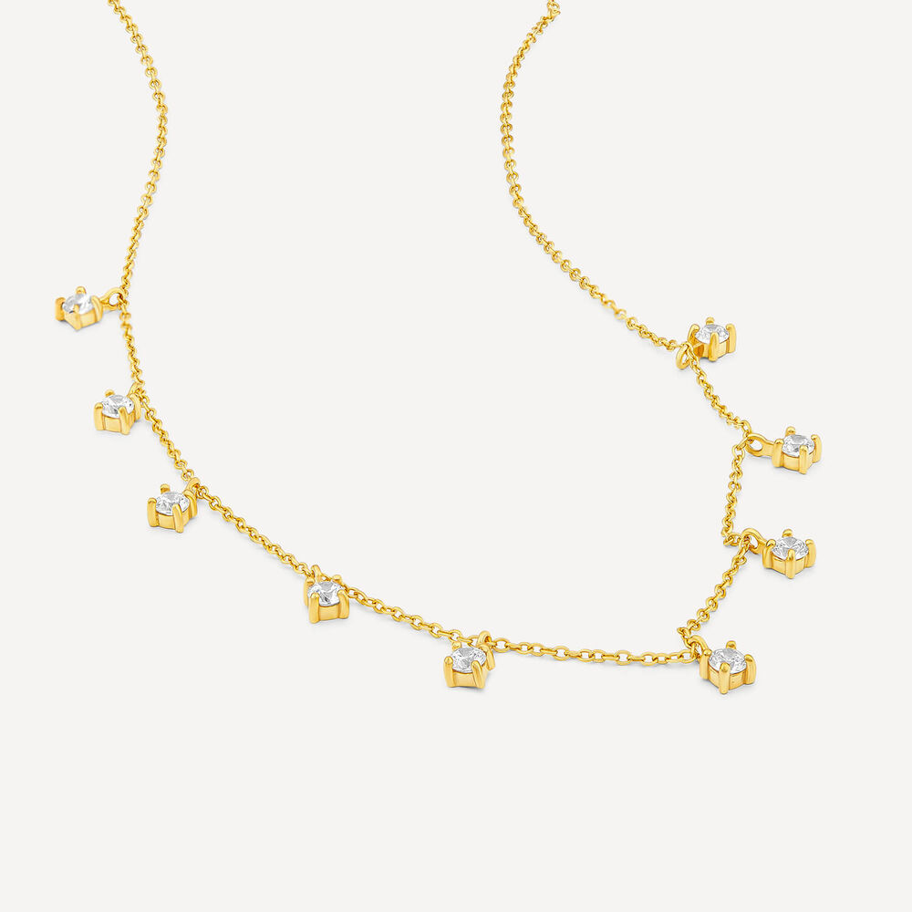 9ct Yellow Gold Droplet Cubic Zirconia Necklet image number 4