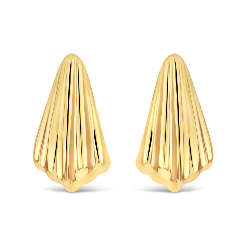 Yellow Gold Plated Sterling Silver Chunky Shell Stud Earrings image number 0