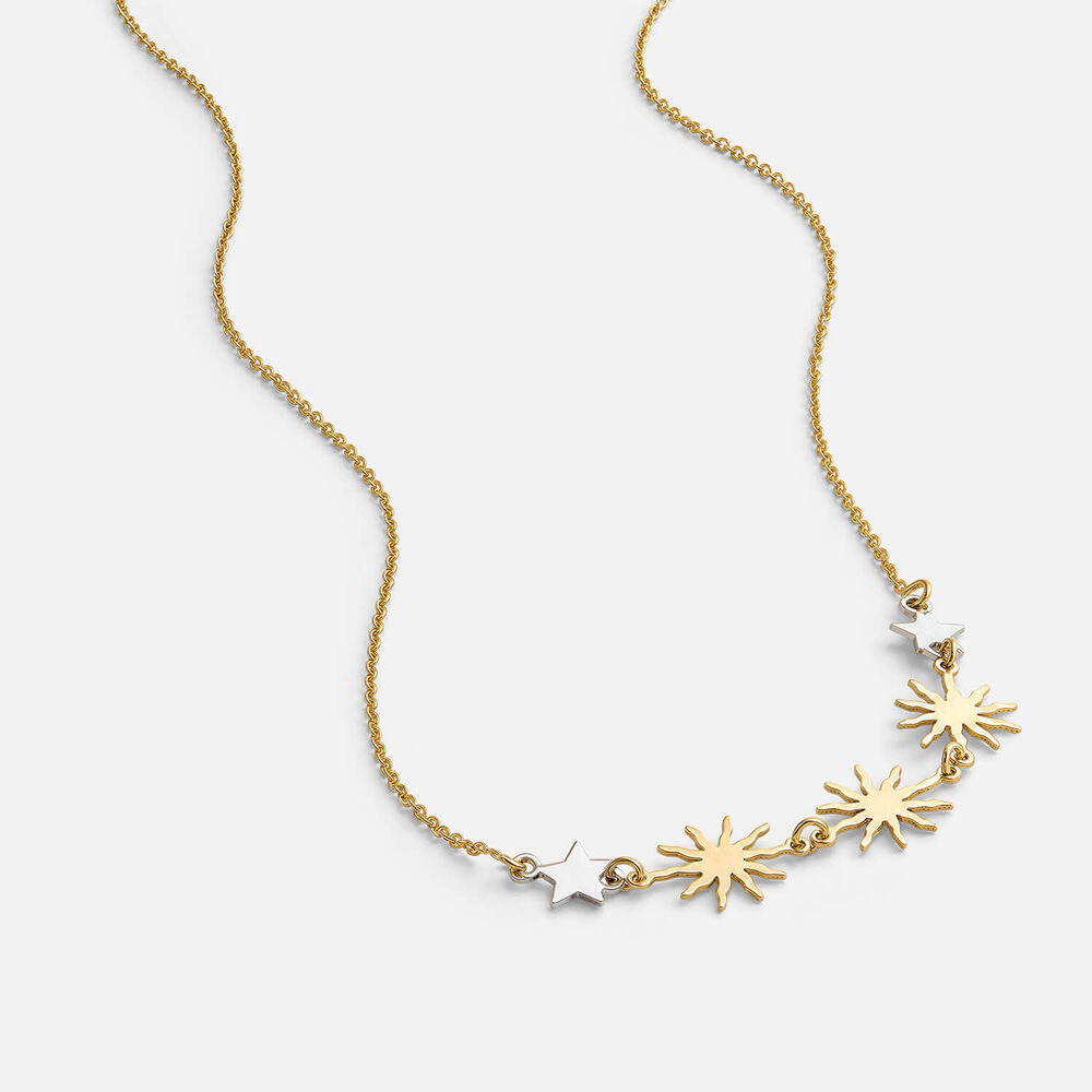 9ct Yellow & White Gold Sun & Star Necklet