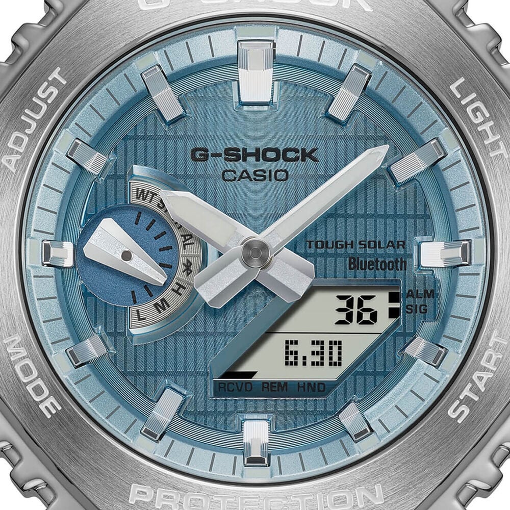 G-SHOCK Metal Covered 49.3mm Blue Dial Black Resin Strap Watch