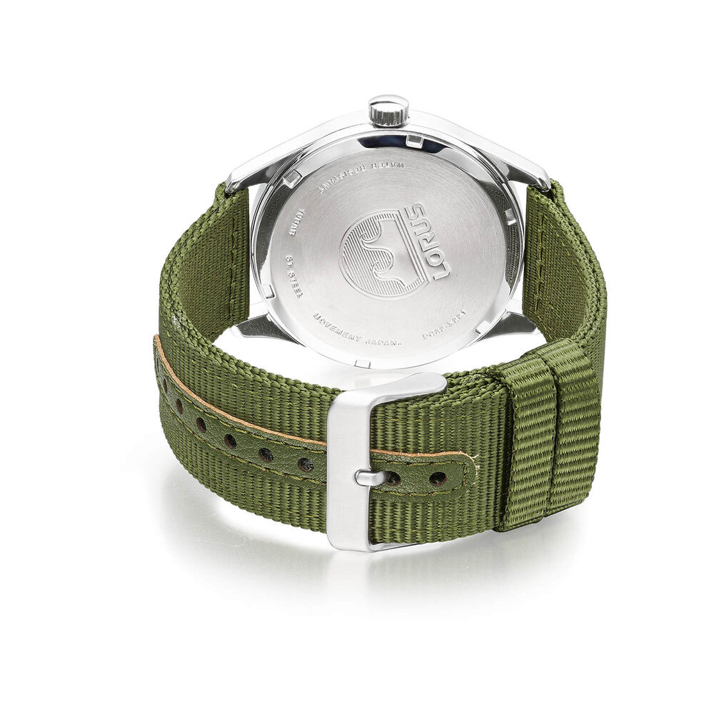 Lorus Quartz Gents 42mm Green Dial Gold Tone Steel Case Strap Watch image number 3