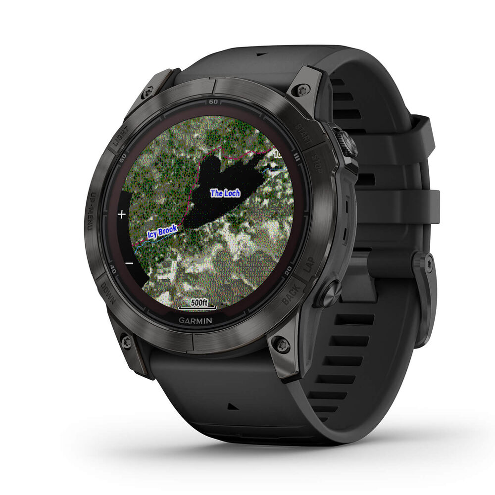 Garmin Fenix 7X Pro Sapphire Solar 51mm Carbon Grey DLC Titanium Case Black Strap Watch image number 2