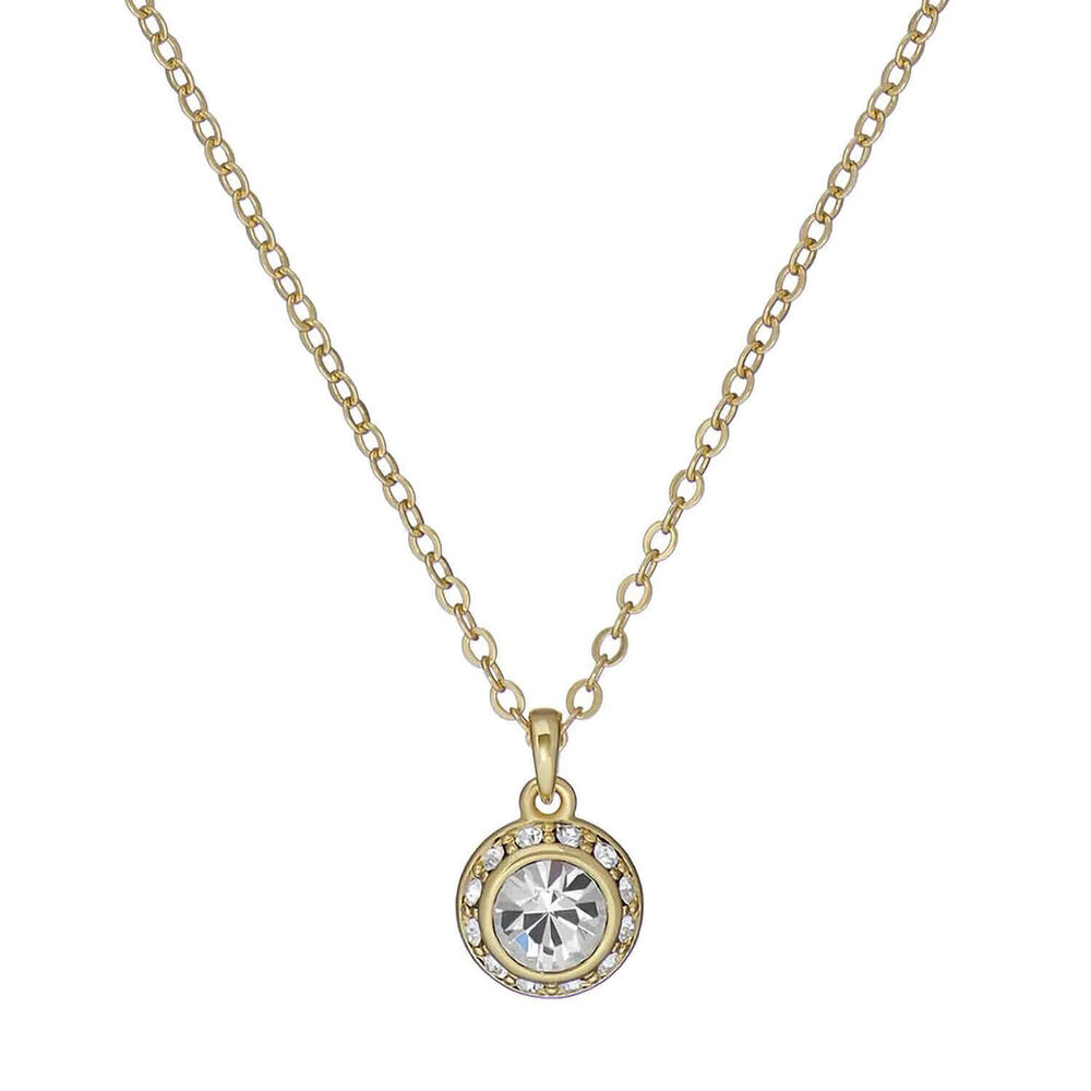 Ted Baker Soltell Yellow Gold Plated Solitaire Sparkle Crystal Round Pendant Necklace image number 1