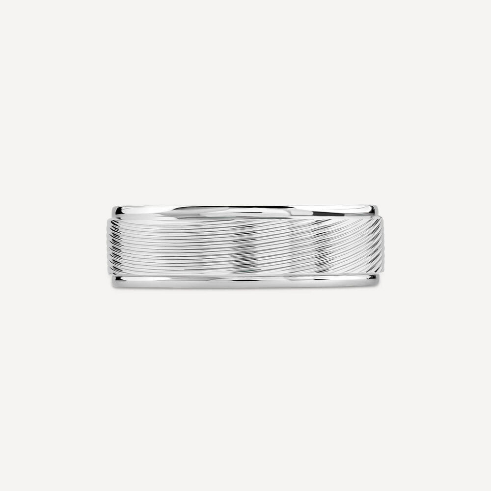 Platinum 6mm Patterned Men's Wedding Ring image number 1