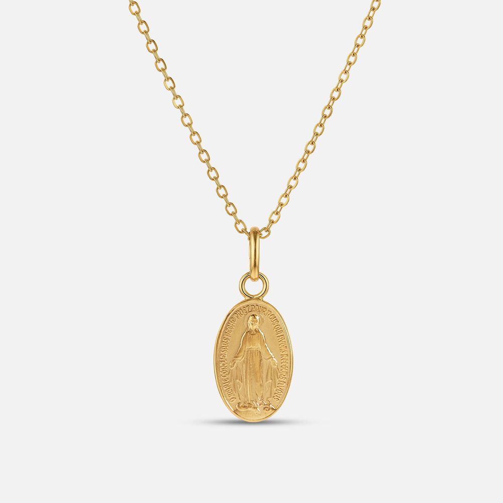 Yellow Gold Plated Sterling Silver Miraculous Medal Pendant