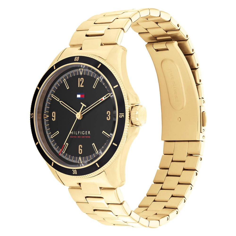 Tommy Hilfiger 43mm Dial Bezel Yellow Gold Plated Case Bracelet Watch image number 1