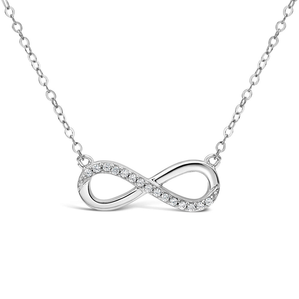 9ct White Gold Cubic Zirconia Set Infinity Necklet image number 0