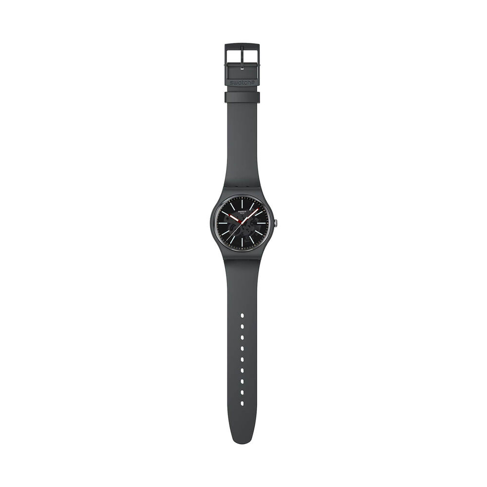 Swatch Coblestone Street 41mm Black Dial Silicone Strap Watch image number 3
