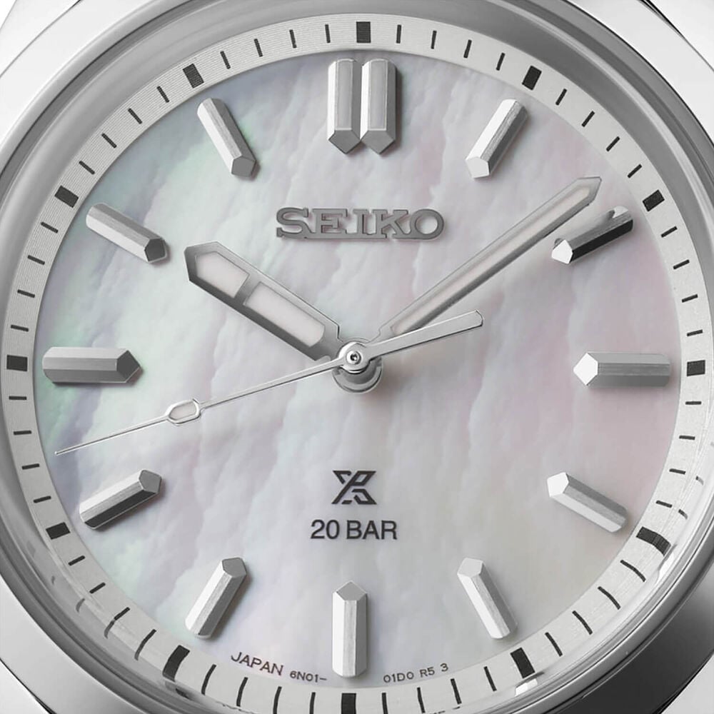 Seiko Prospex Ladies Marine Sports Seafoam White 34mm Dial Steel Bracelet Watch