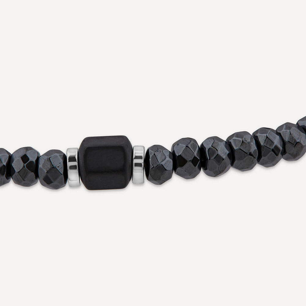 Steel Diamond Cut Hematite Bead Bracelet image number 2