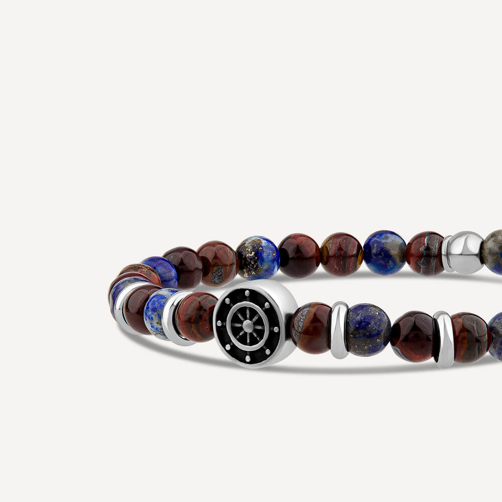Men's Multicolour Bead Anchor Bracelet image number 1