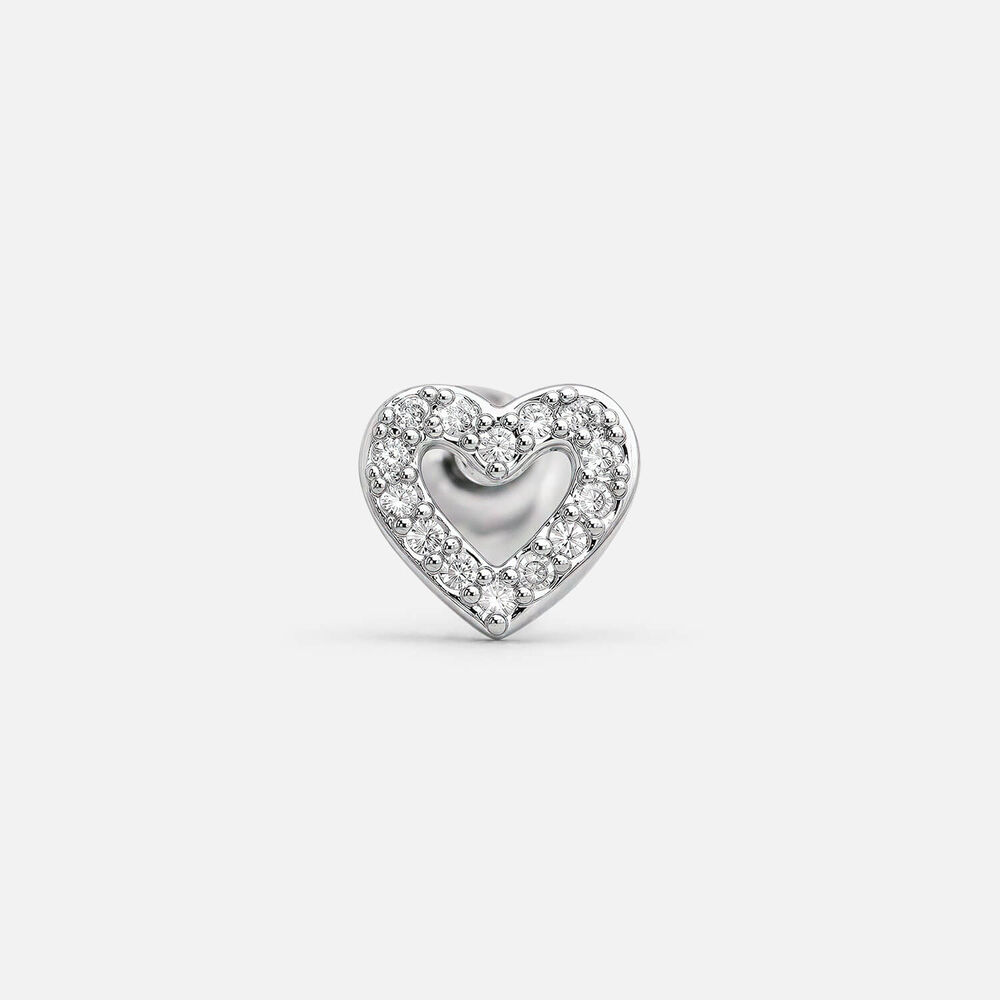 Sterling Silver Cubic Zirconia Open Heart Single Stud Earring