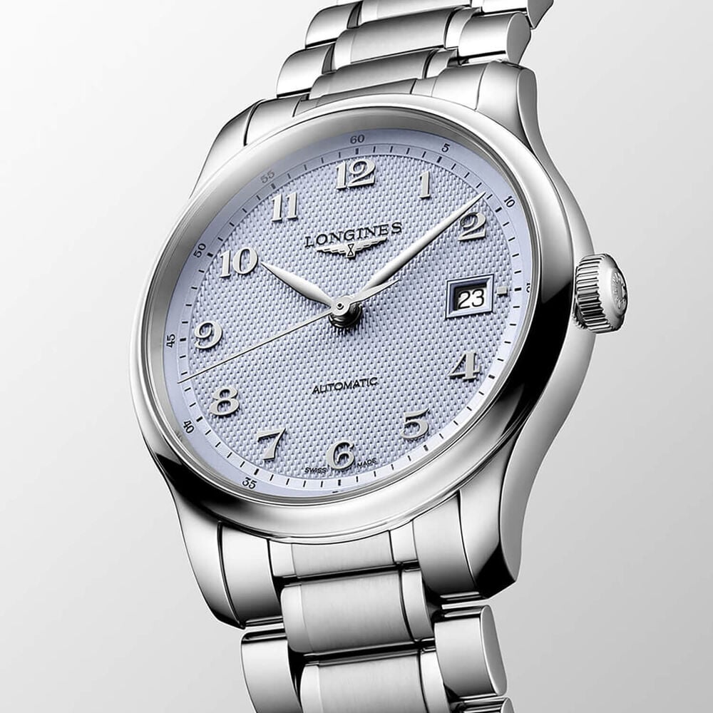 Longines Master Collection 39mm Light Blue Barleycorn Dial Steel Bracelet Watch