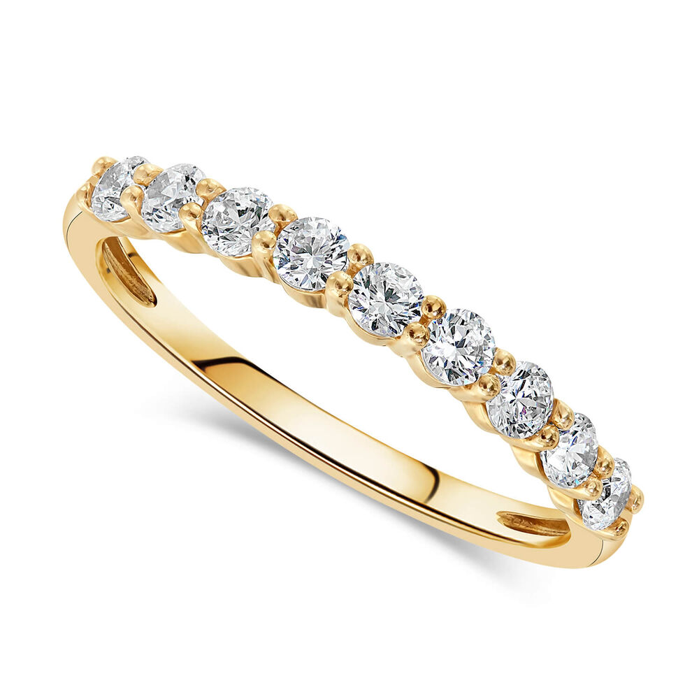 9ct Yellow Gold Nine Stone Cubic Zirconia Eternity Ring