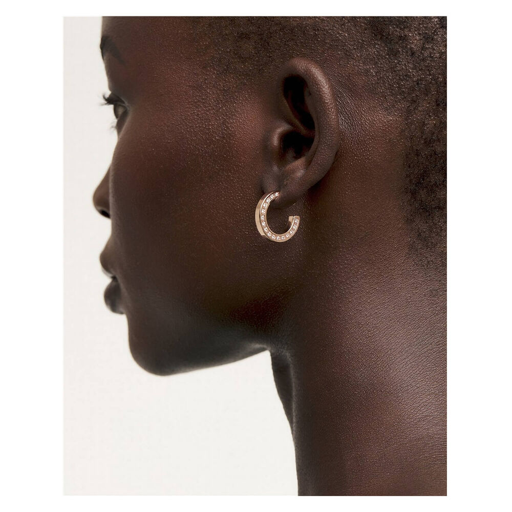 Ted Baker SENATTA Crystal Rose Gold Tone Hoop Earring image number 2