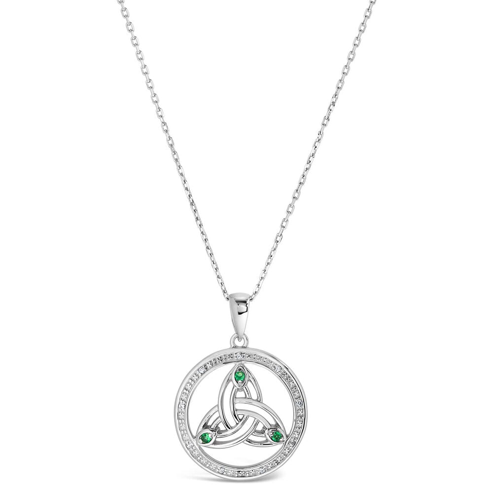 Sterling Silver Green Stone Trinity Knot Pendant