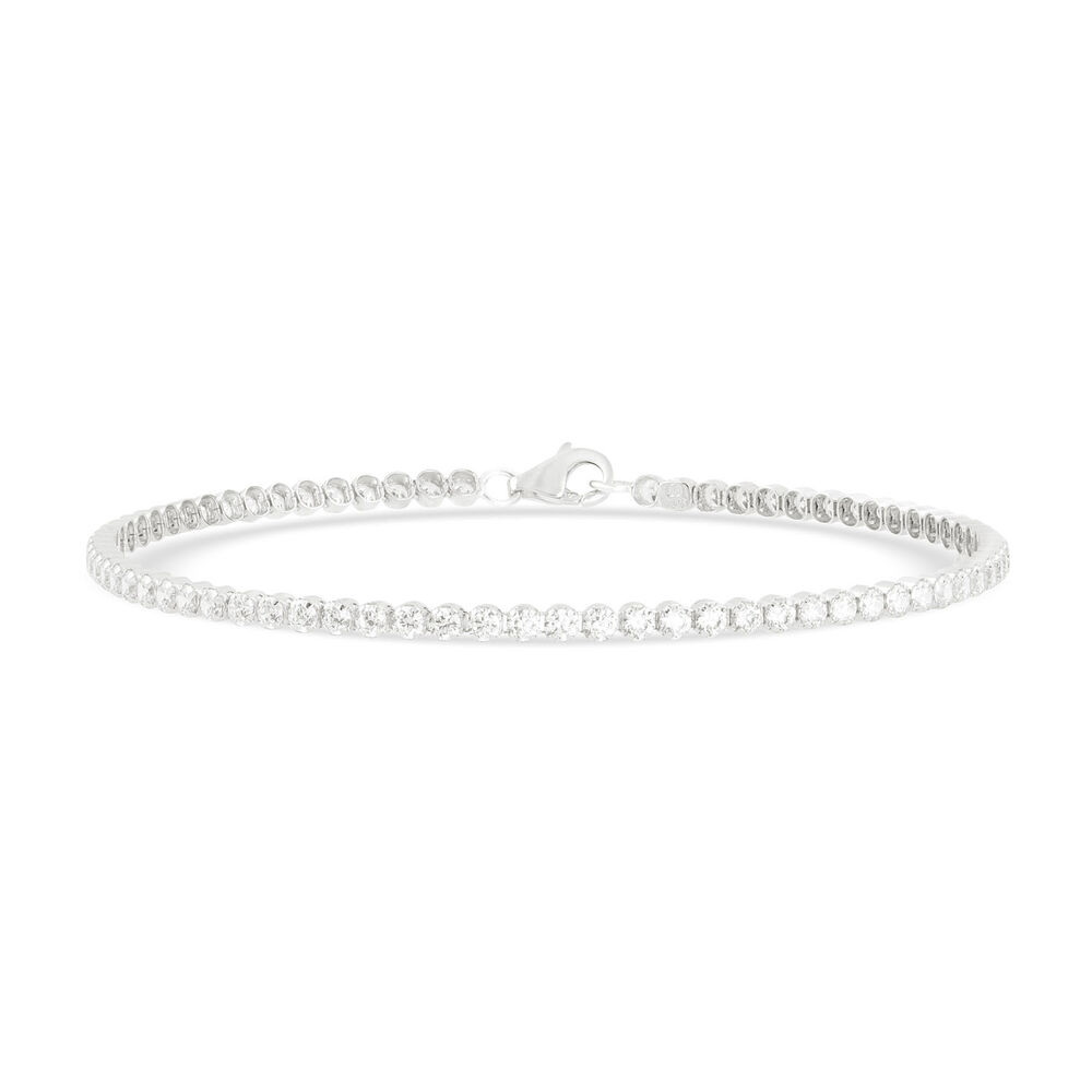 Sterling Silver Single Crystal Line Tennis Bracelet
