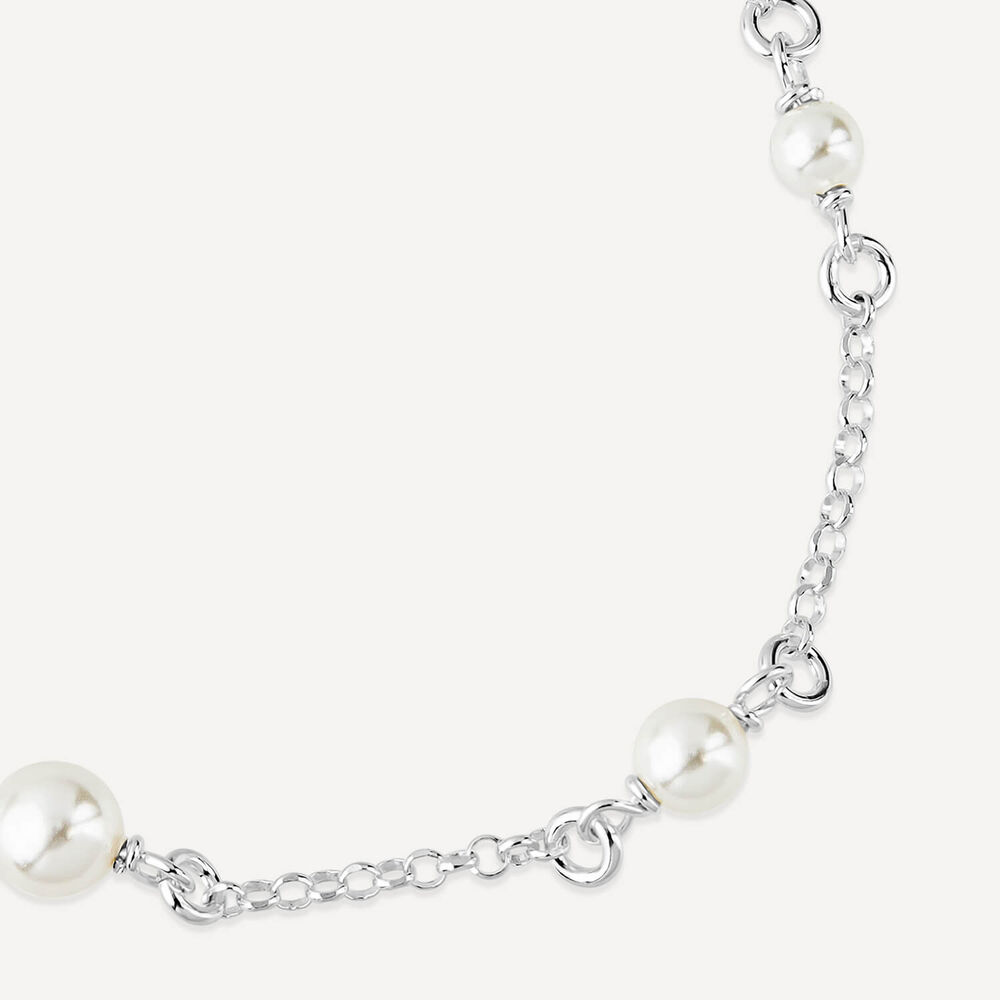 Sterling Silver Pearl Station Bracelet