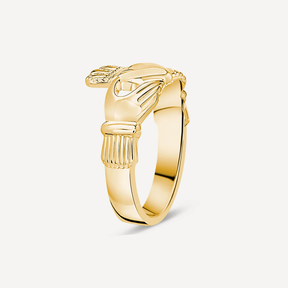 9ct Yellow Gold Gents Claddagh Ring image number 3