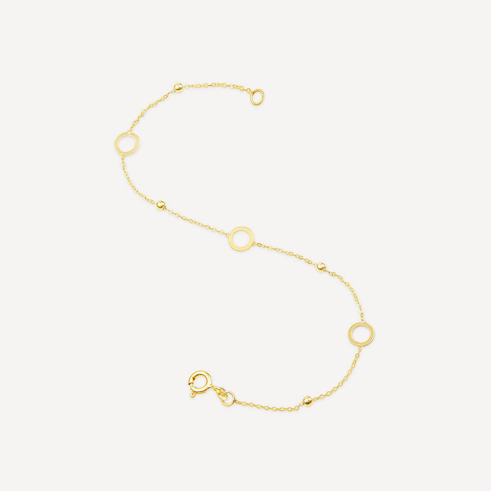 9ct Yellow Gold Circle & Bead Bracelet image number 3