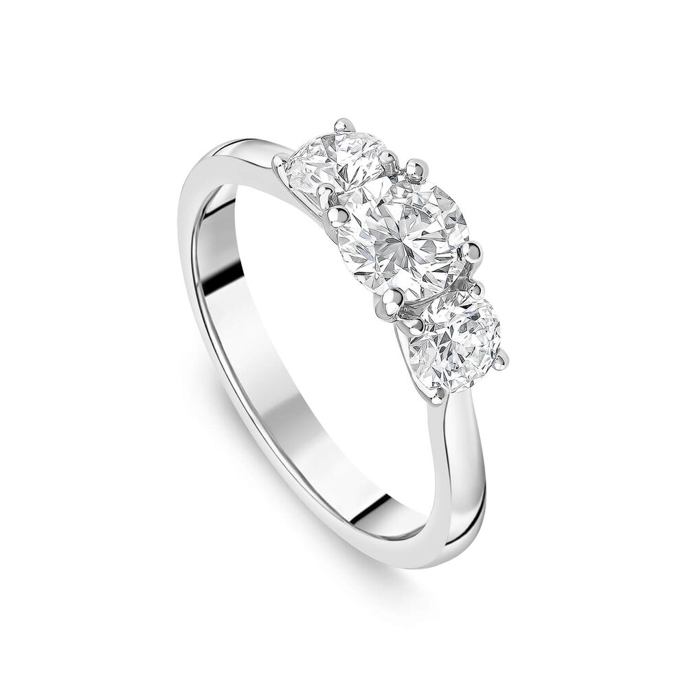 Born Platinum Lab Grown 1ct 3 Stone Round Brilliant Diamond Ring