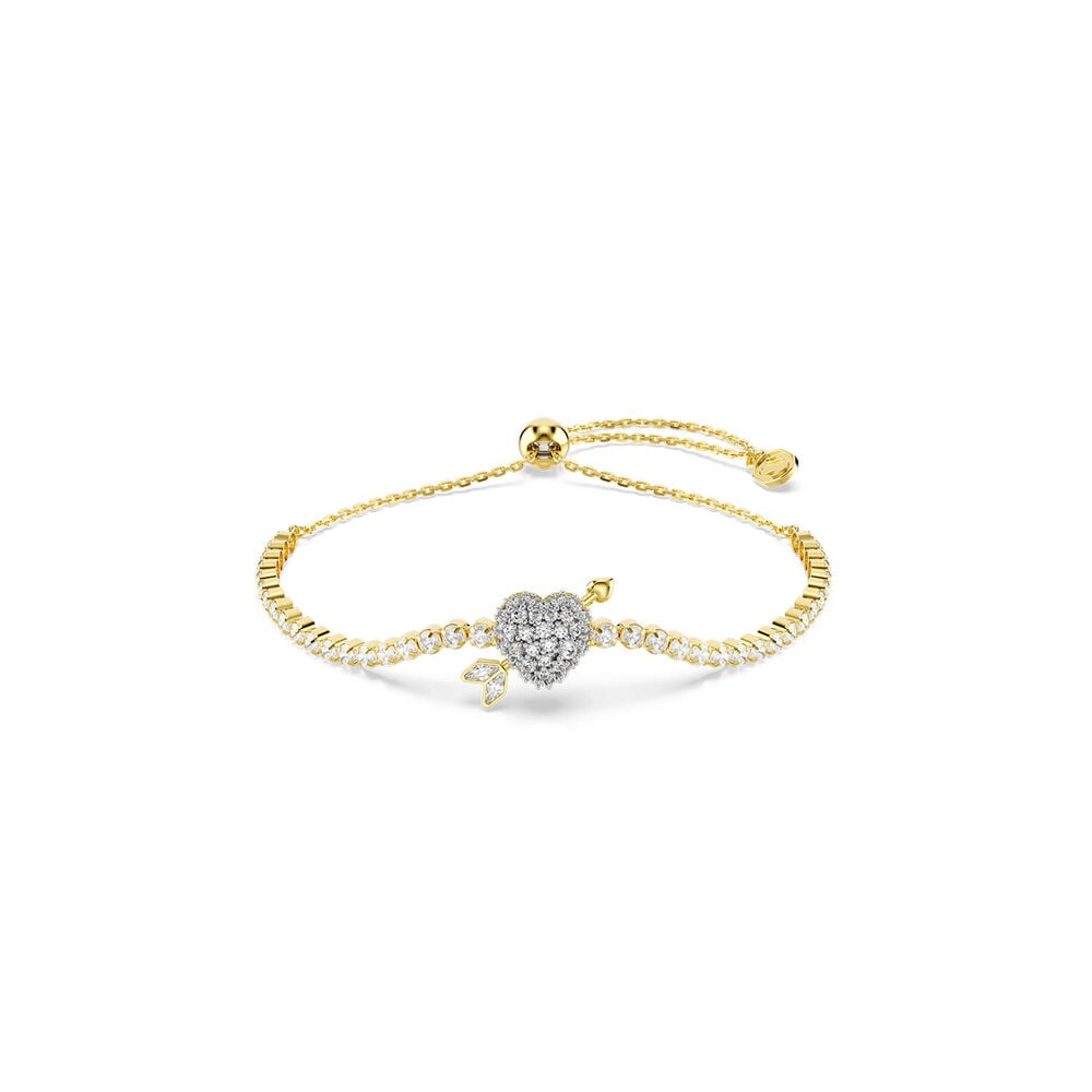 Swarovski Idyllia Cubic Zirconia 18ct Gold Finished Heart With Arrow Bracelet