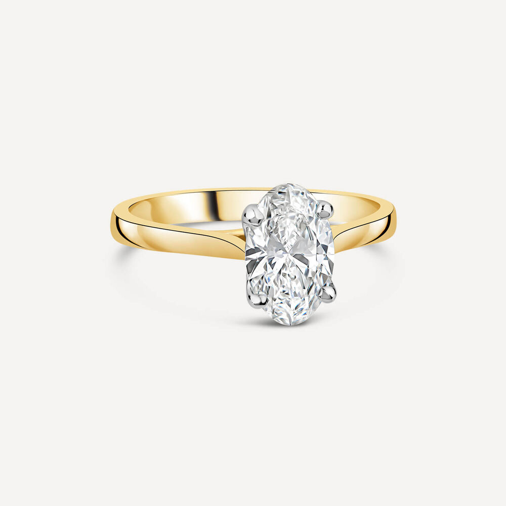 Born 18ct Yellow Gold 1ct Lab Grown Solitaire Oval Diamond Ring image number 2
