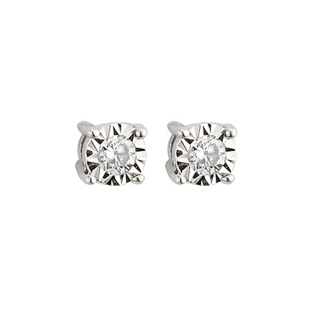 9ct White Gold Illusion 0.07ct Diamond Stud Earrings image number 0