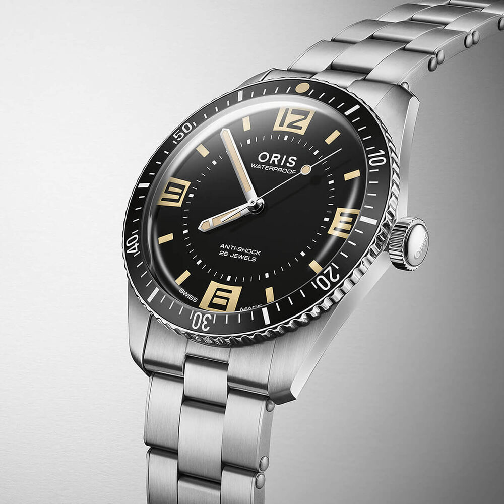 Oris Divers Sixty-Five 60th Anniversary Edition 40mm Black Dial Steel Bracelet Watch image number 2
