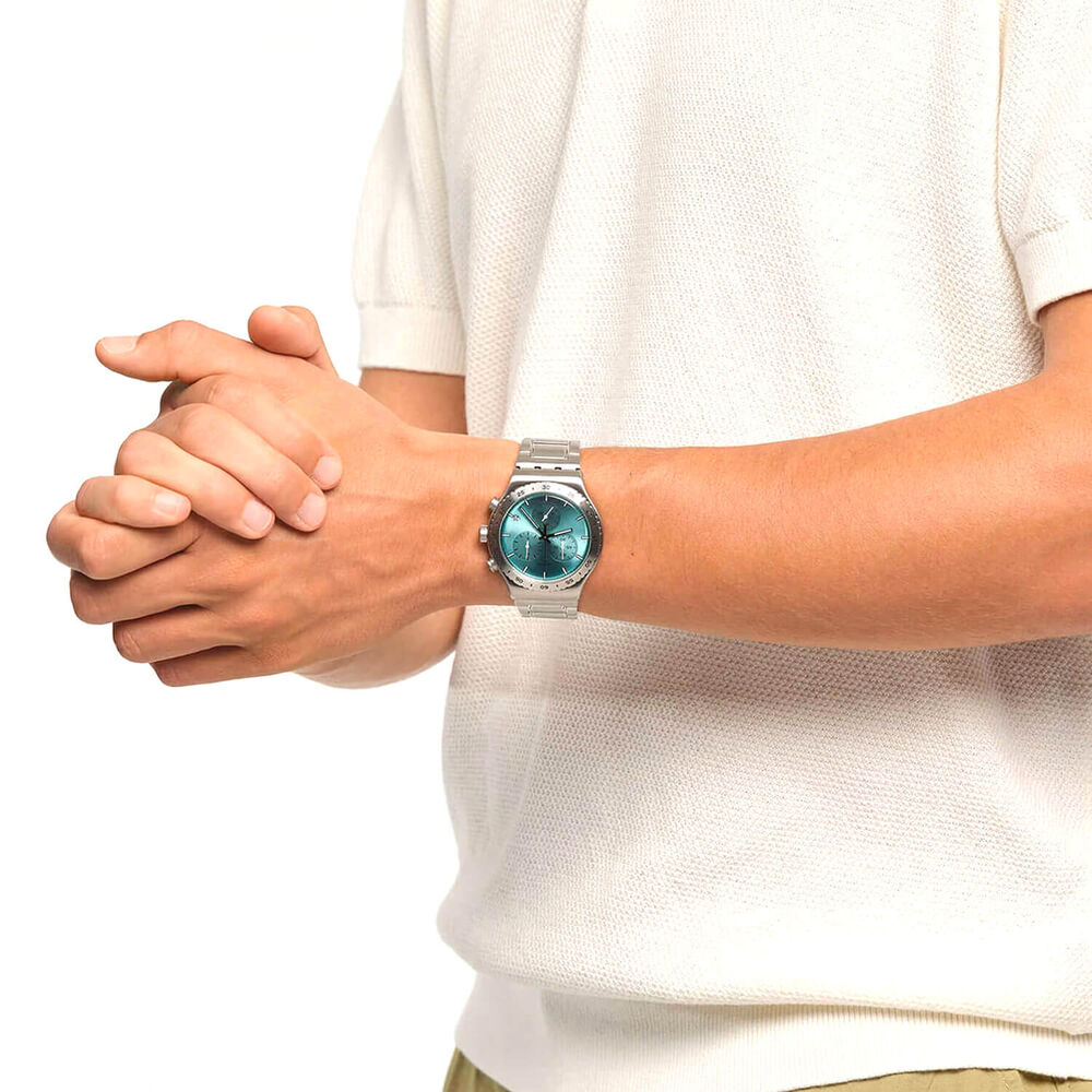 Swatch Energize You 49mm Turquoise Dial Bracelet Watch