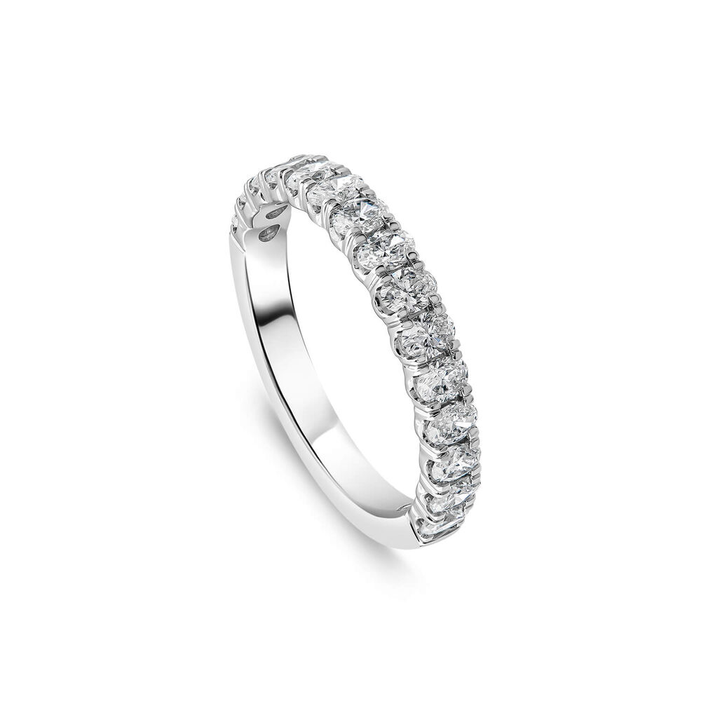 Platinum 0.90ct 3/4 Oval Diamond Anniversary Band Ring